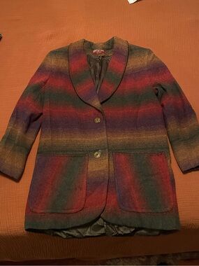 Vintage American Eagle Outfitters Multicolor Striped Shawl Collar Blazer Jacket